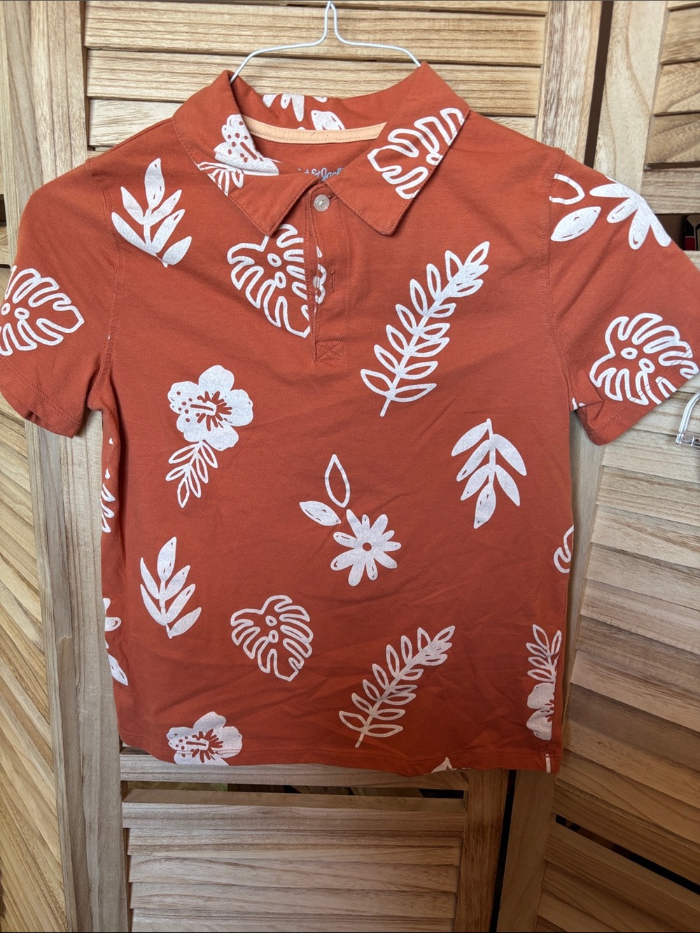 Cat & Jack Rust Orange Boys Polo Large